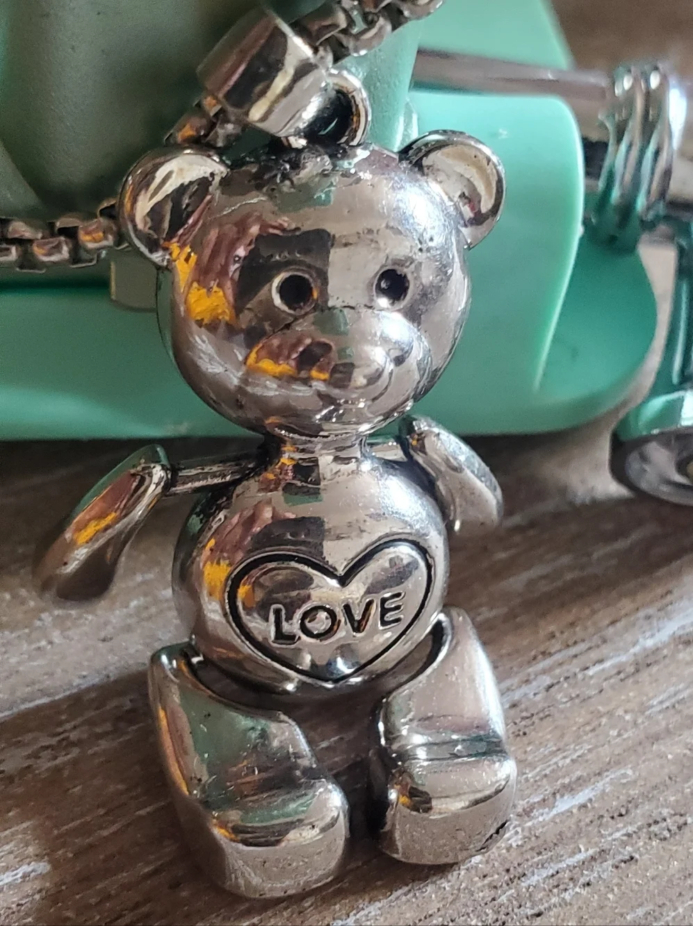 Silvertone Love Bear with Moveable Arms And Legs in Stainless Steel, 24inches